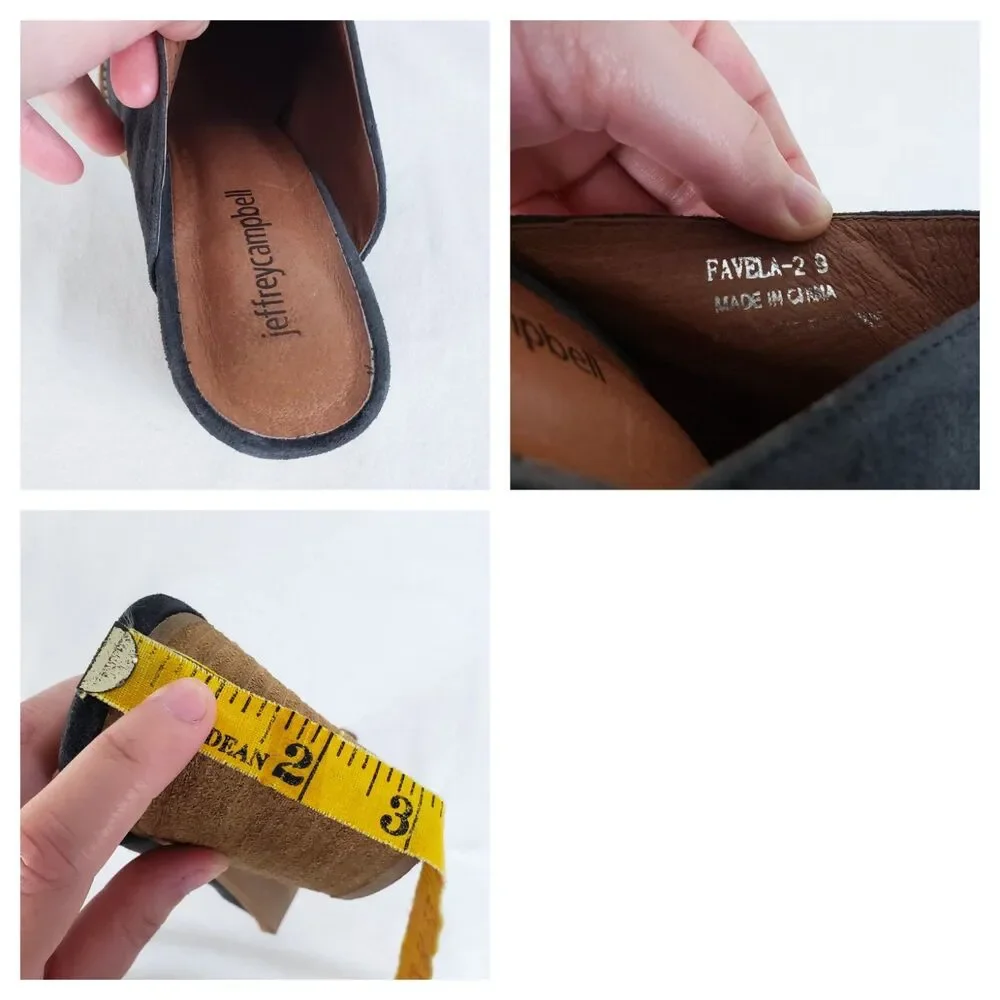 Jeffrey Campbell Artisan Western Minimalist Suede Mules Womens 9 Gray Neutral